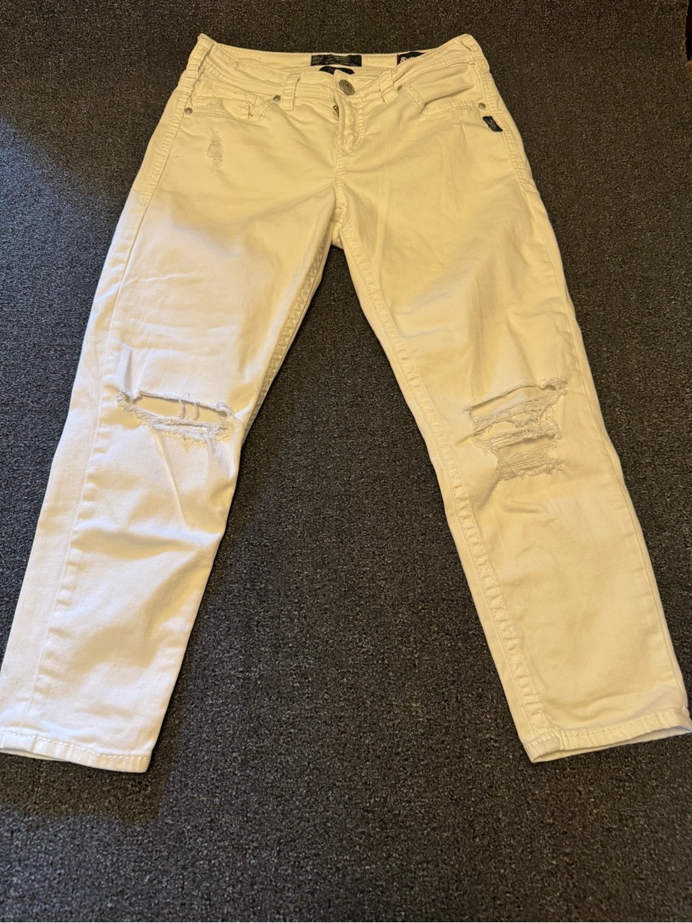 Silver Jeans Co. Suki Skinny Crop White Curvy Fit Jeans W29/L24 Mid-Rise Stretch - Picture 3 of 10